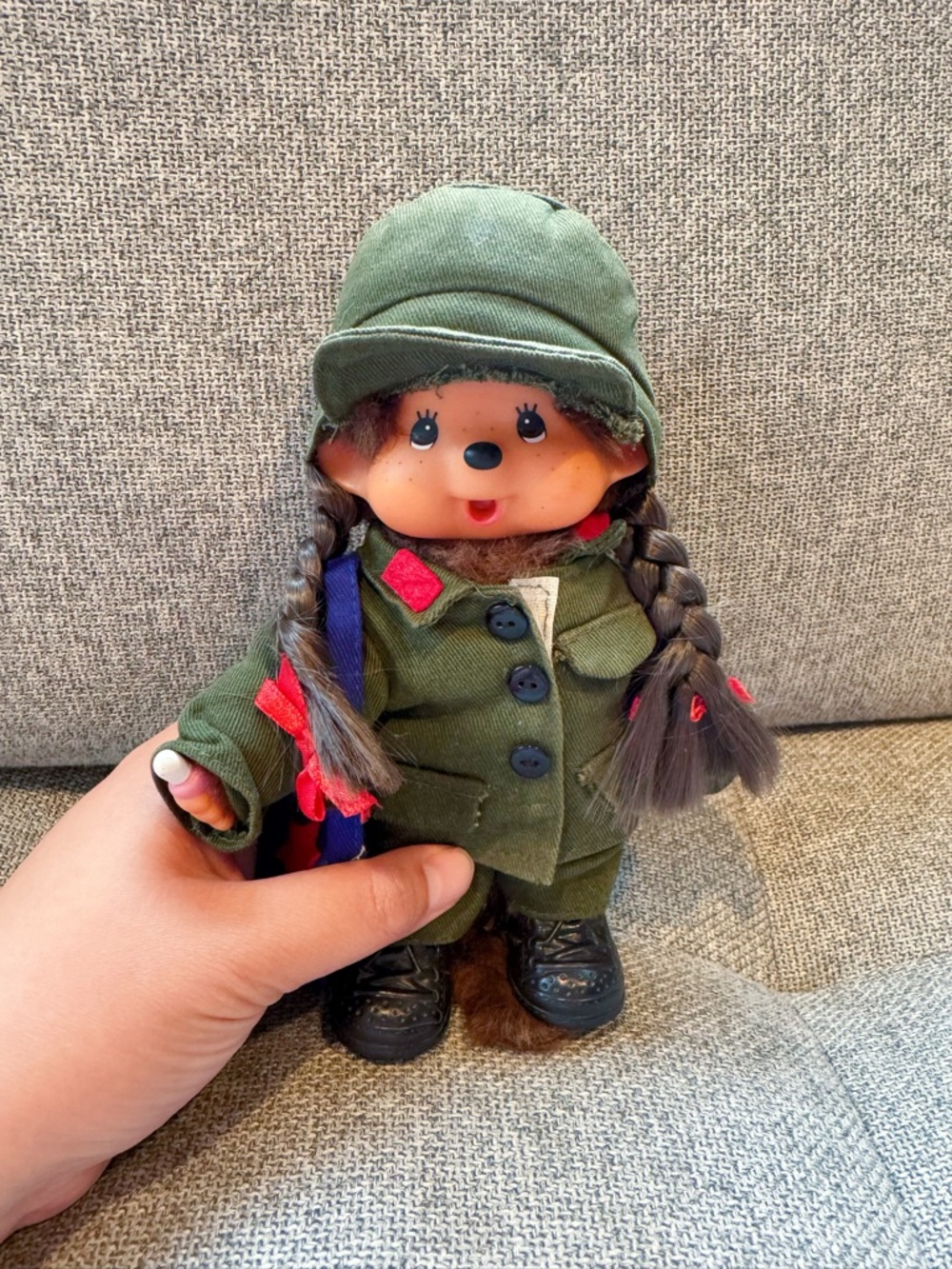 Monchhichi soldier girl doll